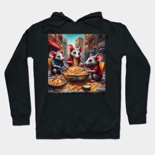 funny opossums eating pasta Hoodie